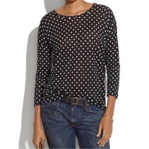 Madewell 100% Linen Black and White Polka Dot Top - XS